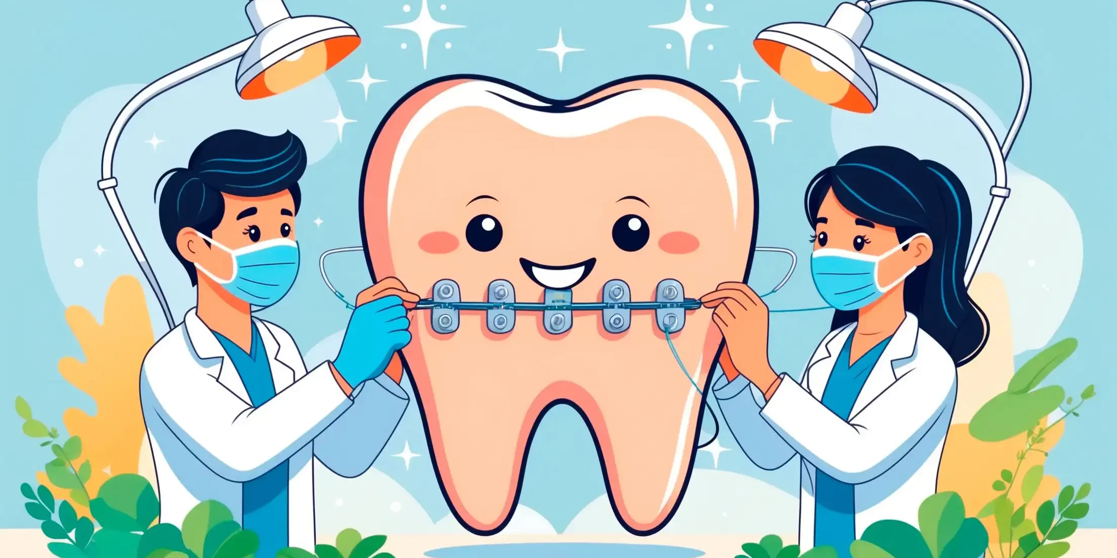 doctores ajustando alambres en un tratamiento activo para definir qué tipo de brackets es mejor para ti